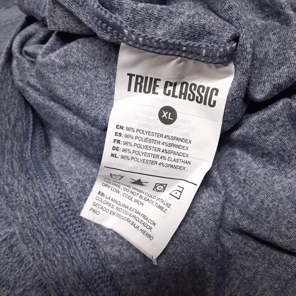 True Classic Mens Sleeveless Active Tee XL Blue Heather Performance Athletic